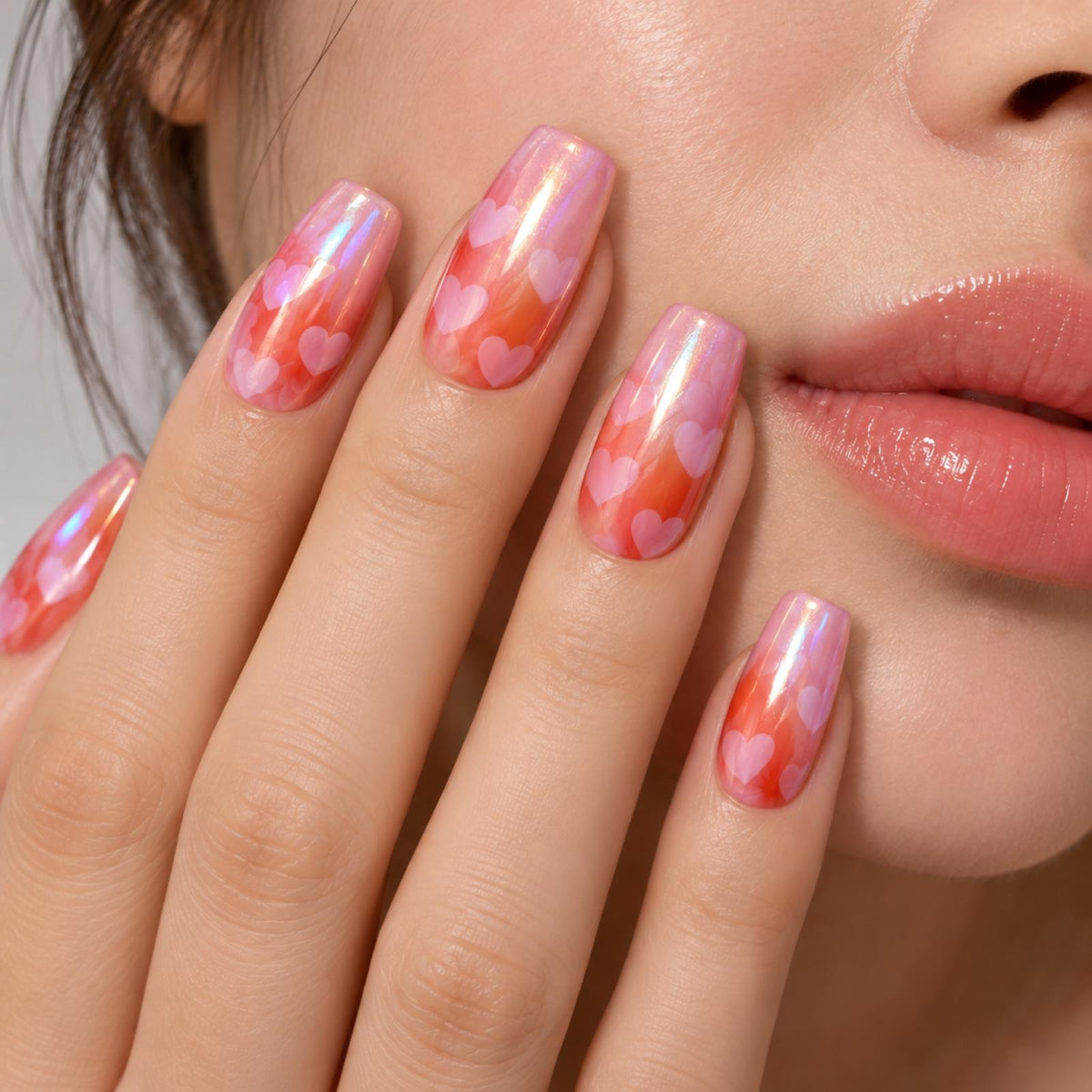 Faux ongles roses à fleurs ton sur ton - vue 3