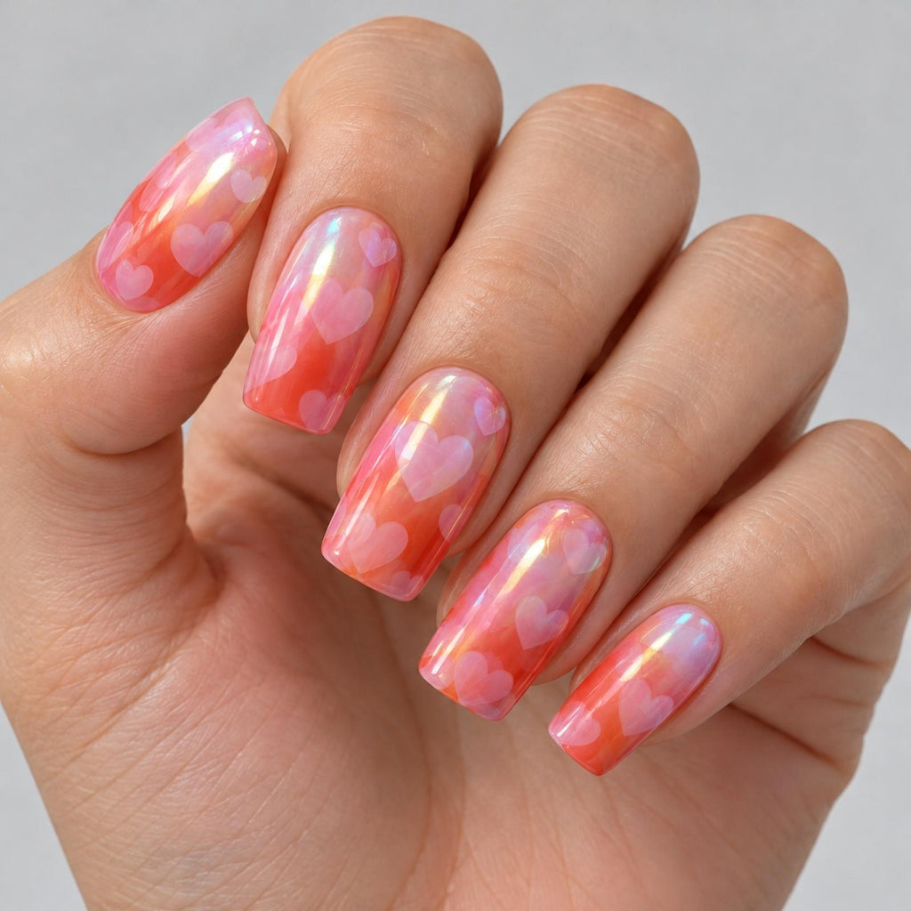 Faux ongles roses à fleurs ton sur ton - vue 4