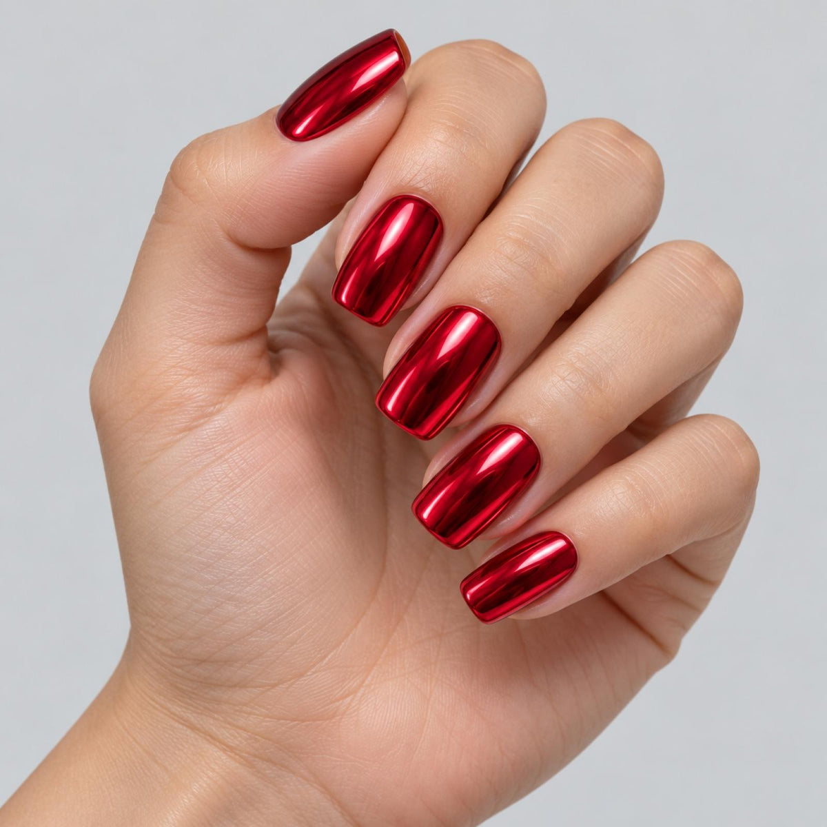 Faux Ongles rouge Chromé