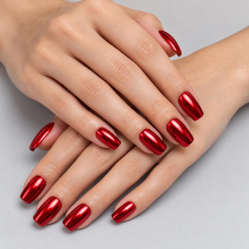 Faux Ongles rouge Chromé - vue 3