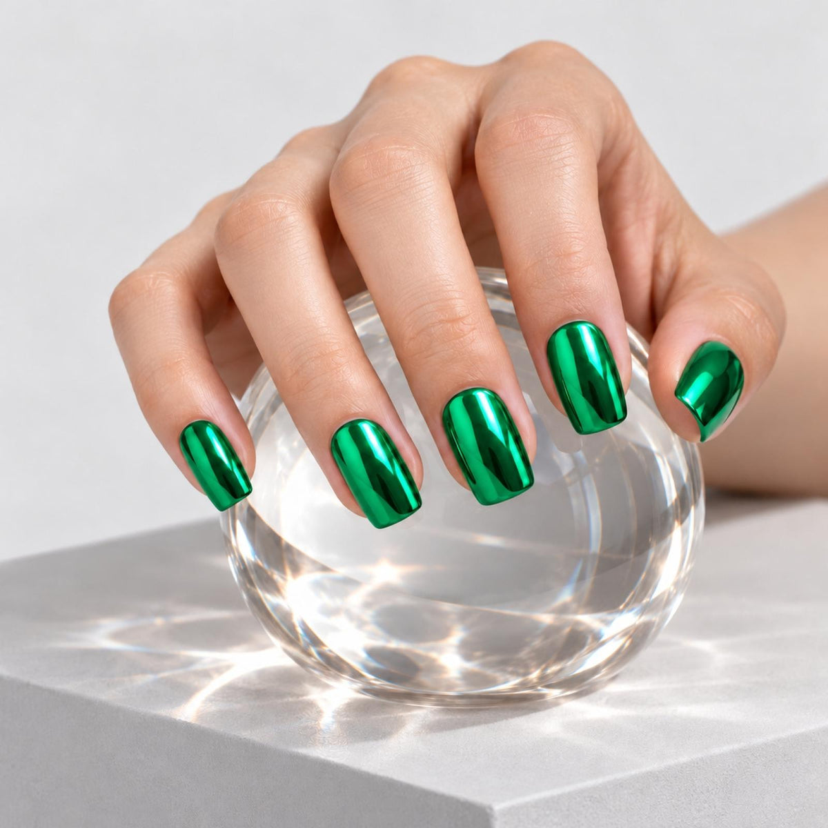 Faux ongles vert foncé Chromé - vue 4