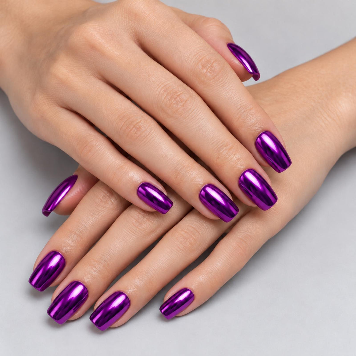Faux ongles violets Chromé
