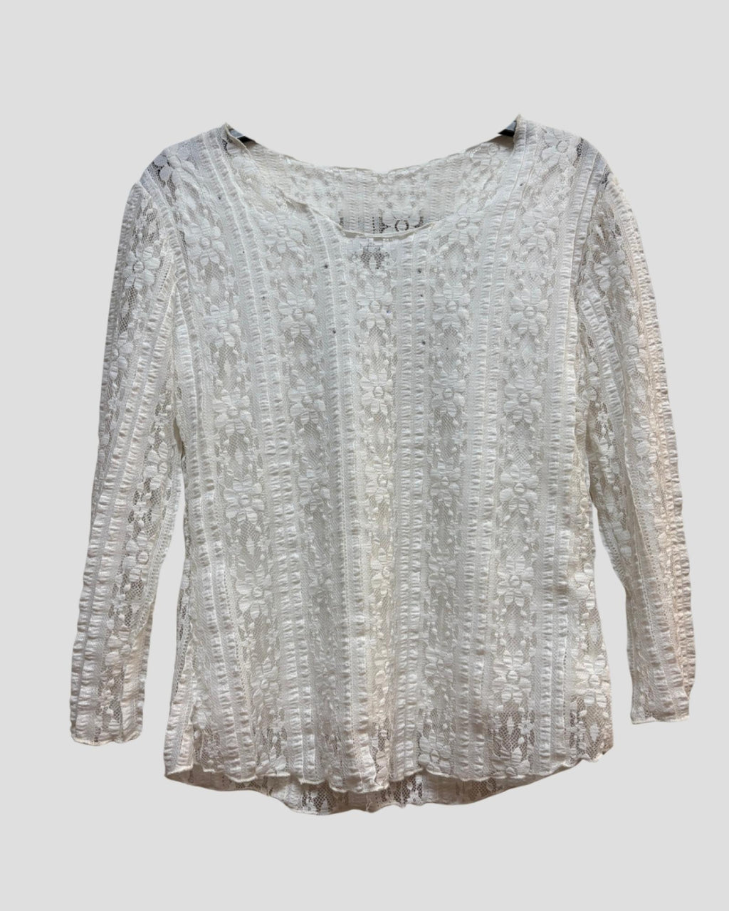 Haut en dentelle blanc manches trois-quarts Modèle Elyra - vue 3