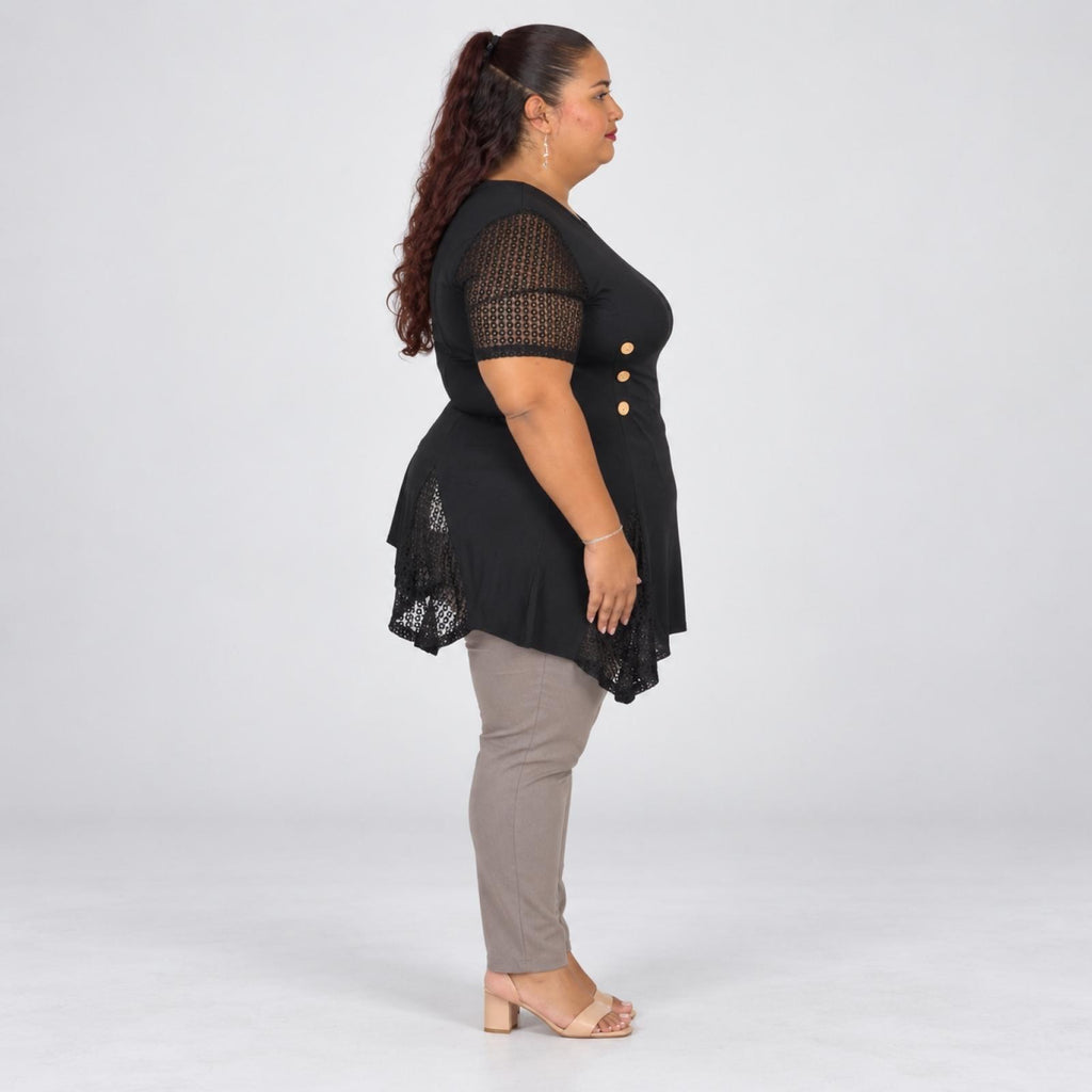 Haut Femme noir ample avec dentelle - Modèle Kamila - vue 4