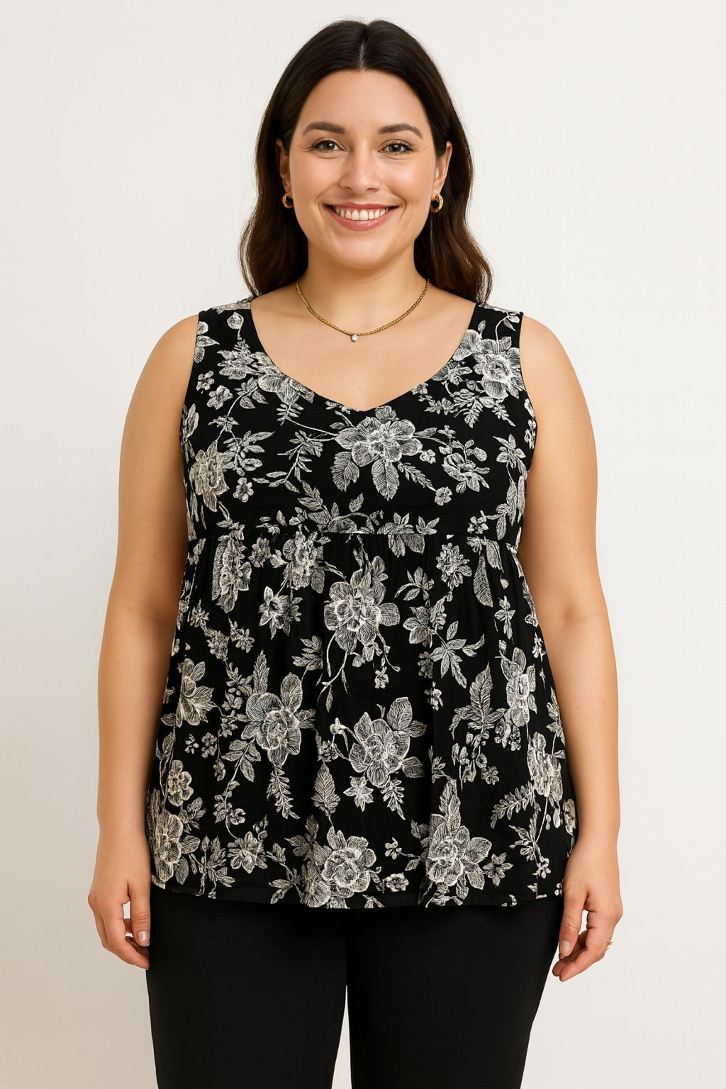 Haut femme sans manches fleuri Modèle Bella