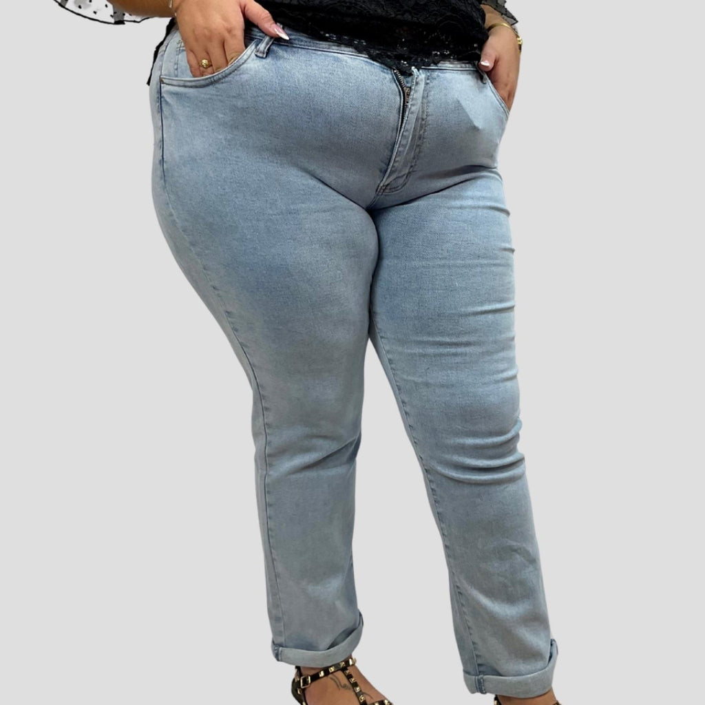 Jean femme grandes tailles bas retroussés Modèle Éfigênia - vue 2