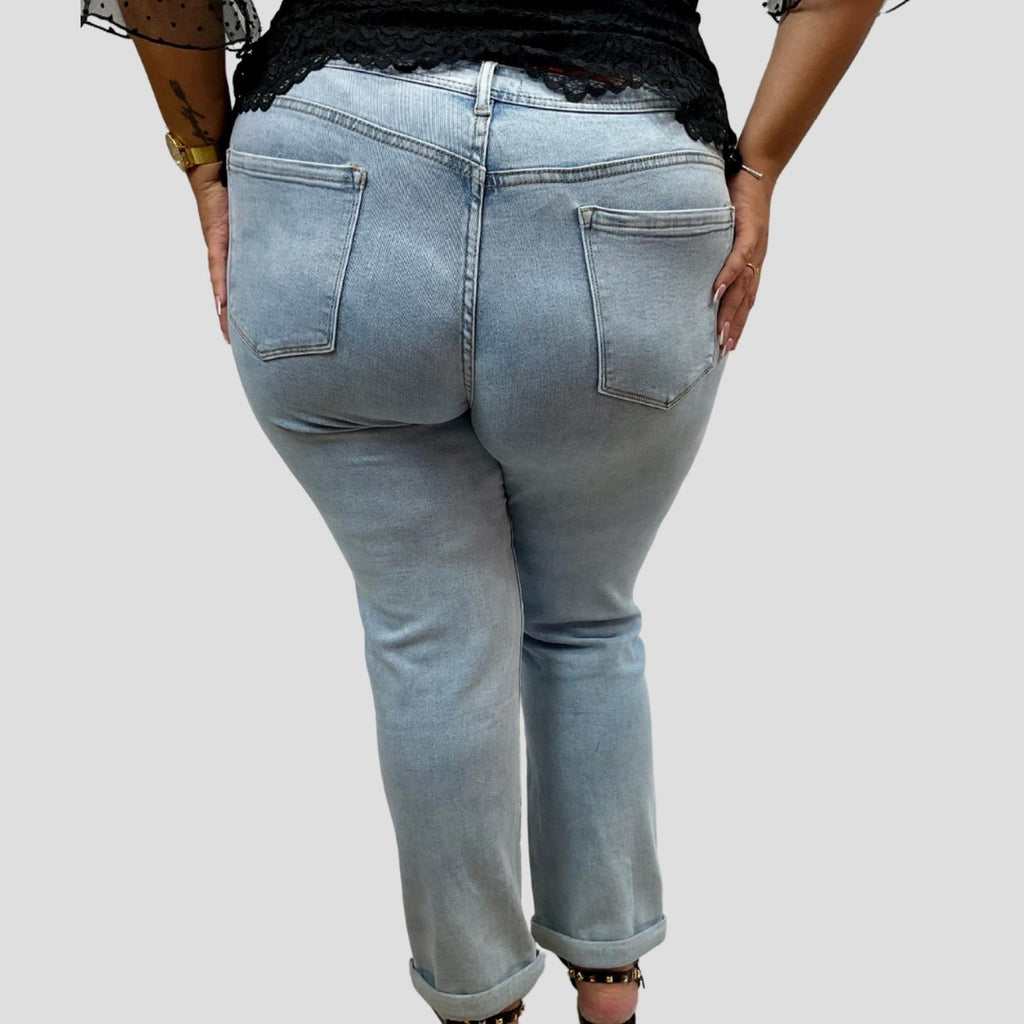Jean femme grandes tailles bas retroussés Modèle Éfigênia - vue 3