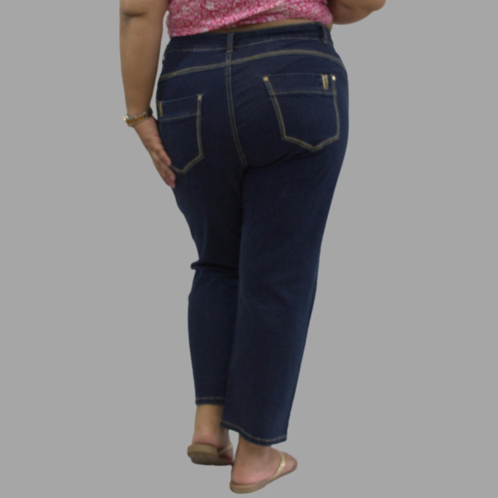 Jean femme grandes tailles coutures contrastées Modèle Maëva - vue 2