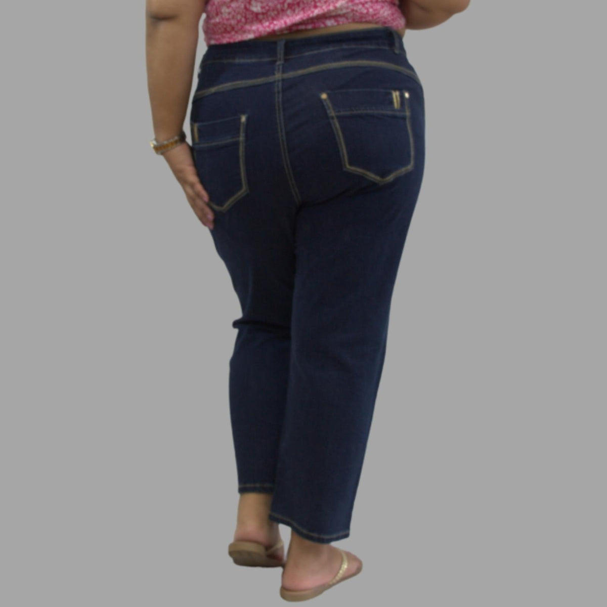 Jean femme grandes tailles coutures contrastées Modèle Maëva - vue 2