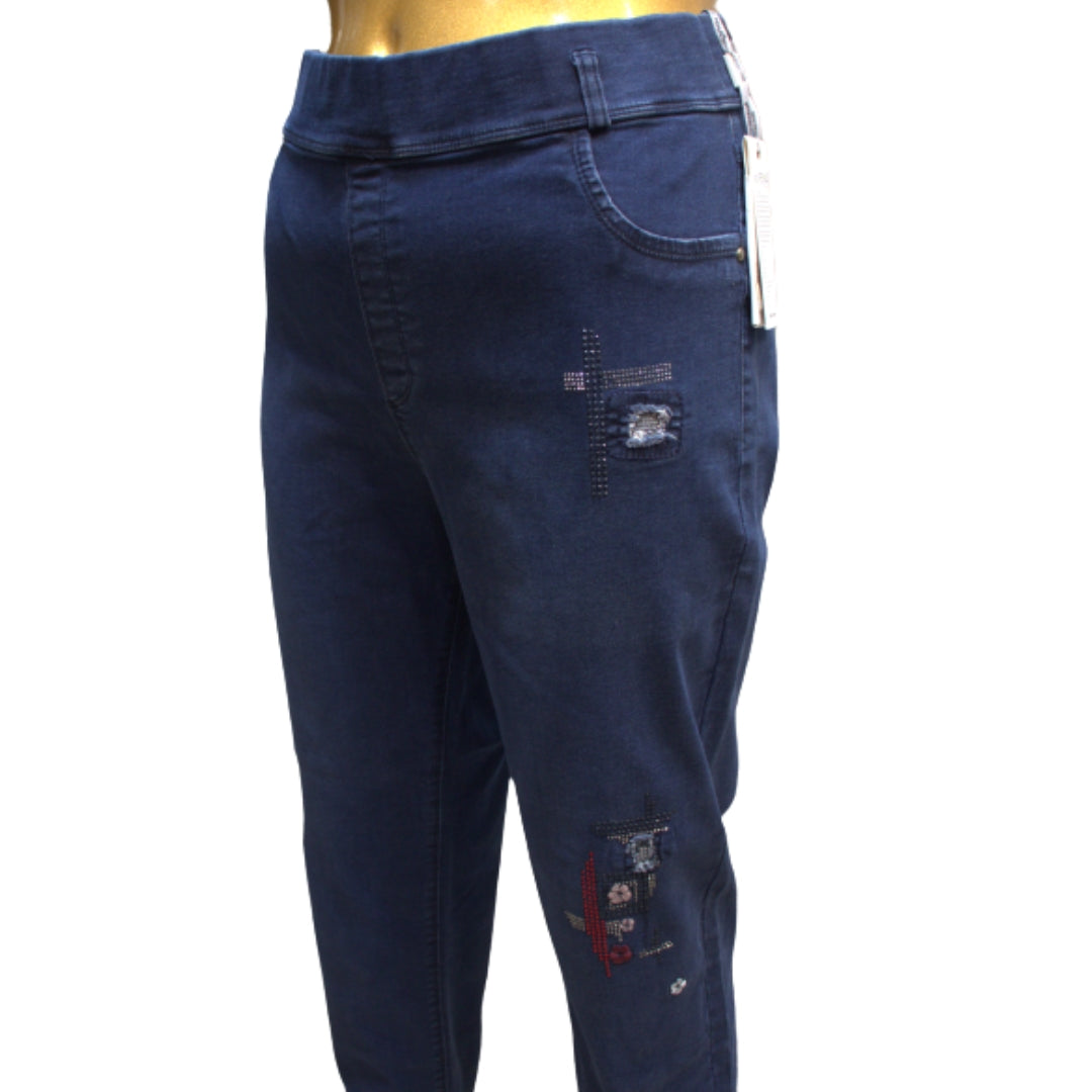 Jean femme grandes tailles patchs strass Modèle Osaka - vue 5