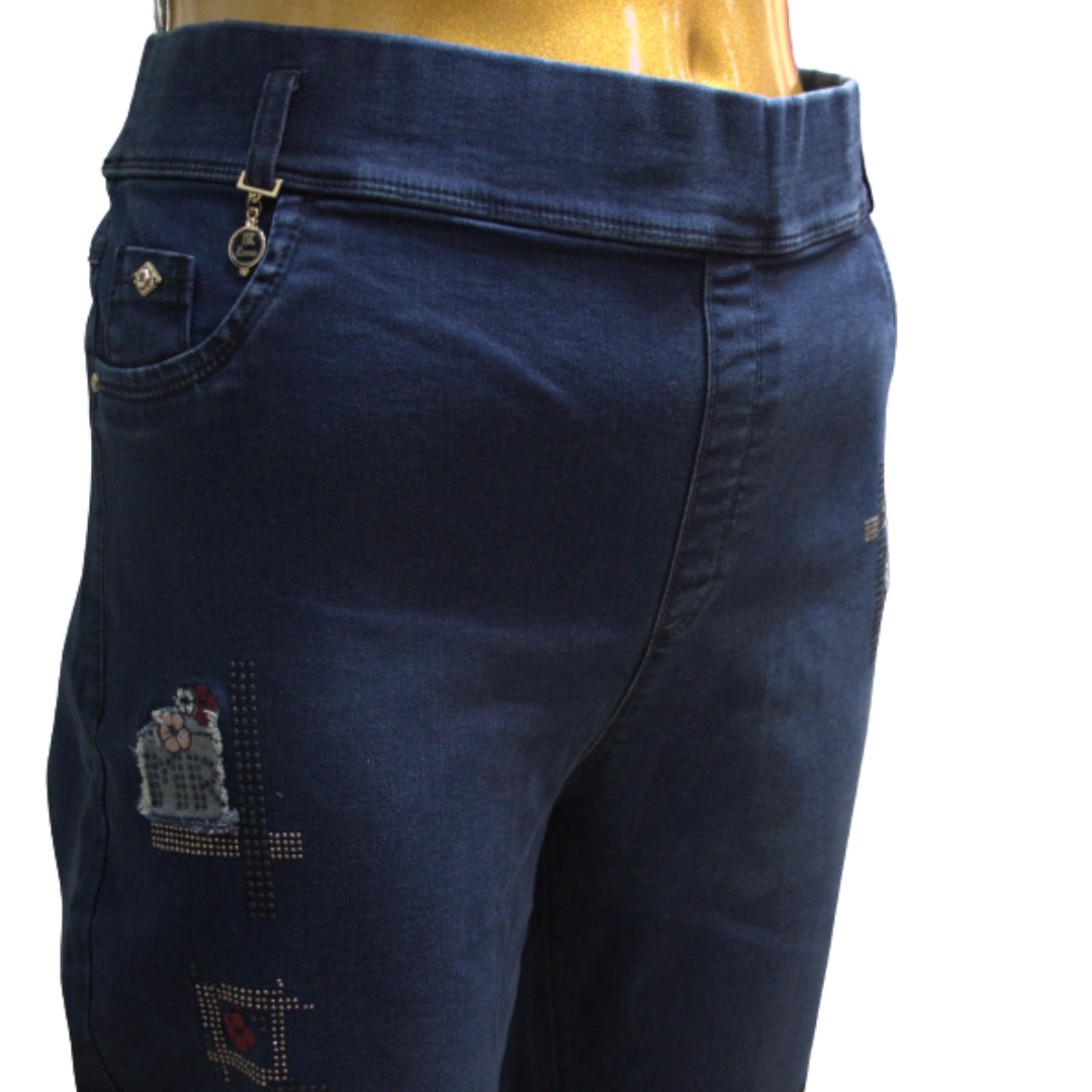 Jean femme grandes tailles patchs strass Modèle Osaka - vue 6