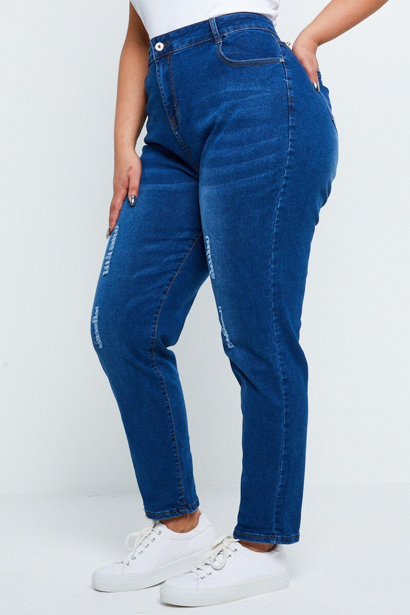 Jean grande taille délavé déchiré Modèle Modene - vue 3