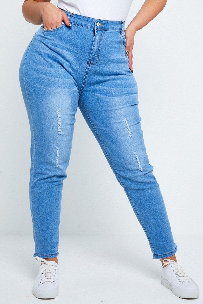 Jean grande taille délavé déchiré Modèle Modene - vue 5