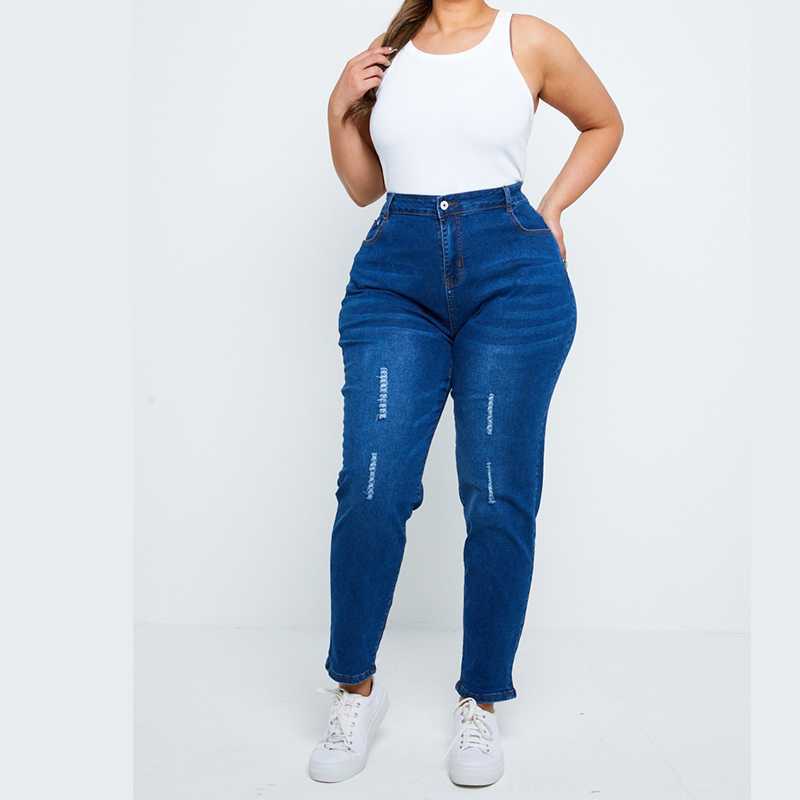 Jean grande taille délavé déchiré Modèle Modene - vue 7