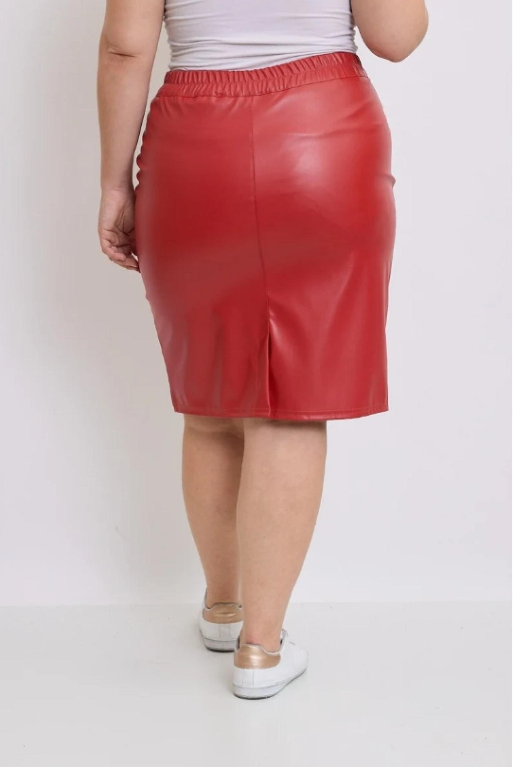 Jupe femme grandes tailles crayon simili cuir - Modèle Mirella - vue 2