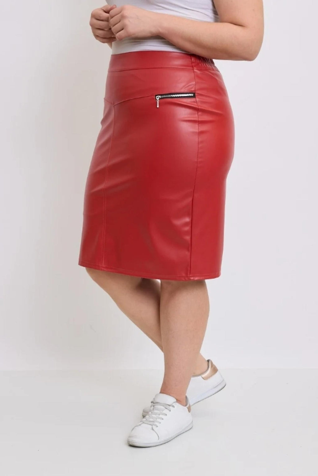 Jupe femme grandes tailles crayon simili cuir - Modèle Mirella - vue 3