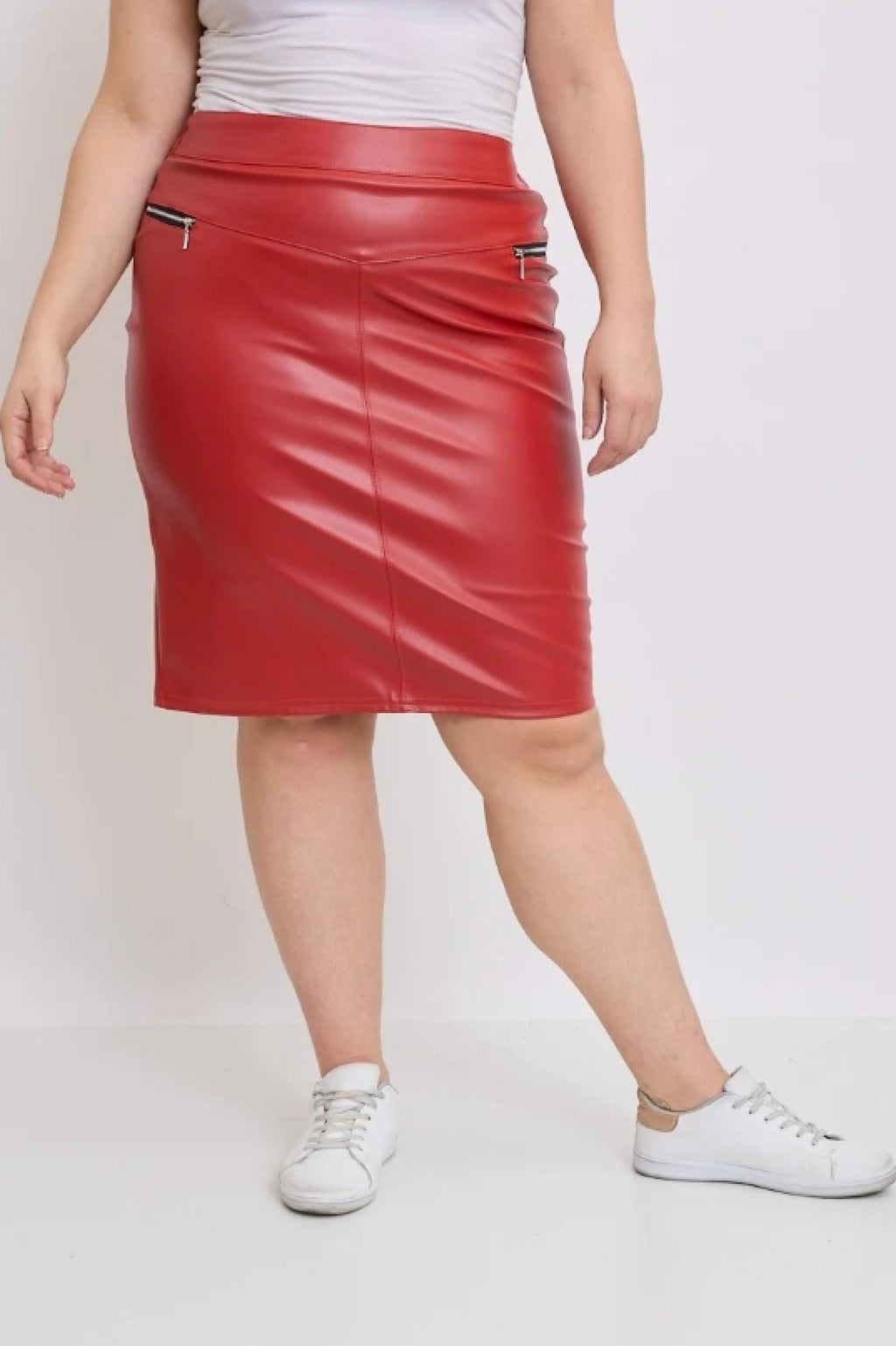Jupe femme grandes tailles crayon simili cuir - Modèle Mirella - vue 4