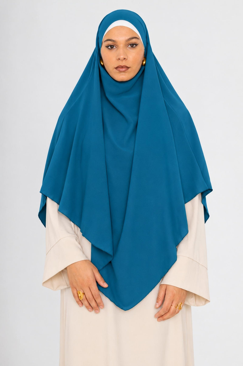 Khimar long bleu canard
