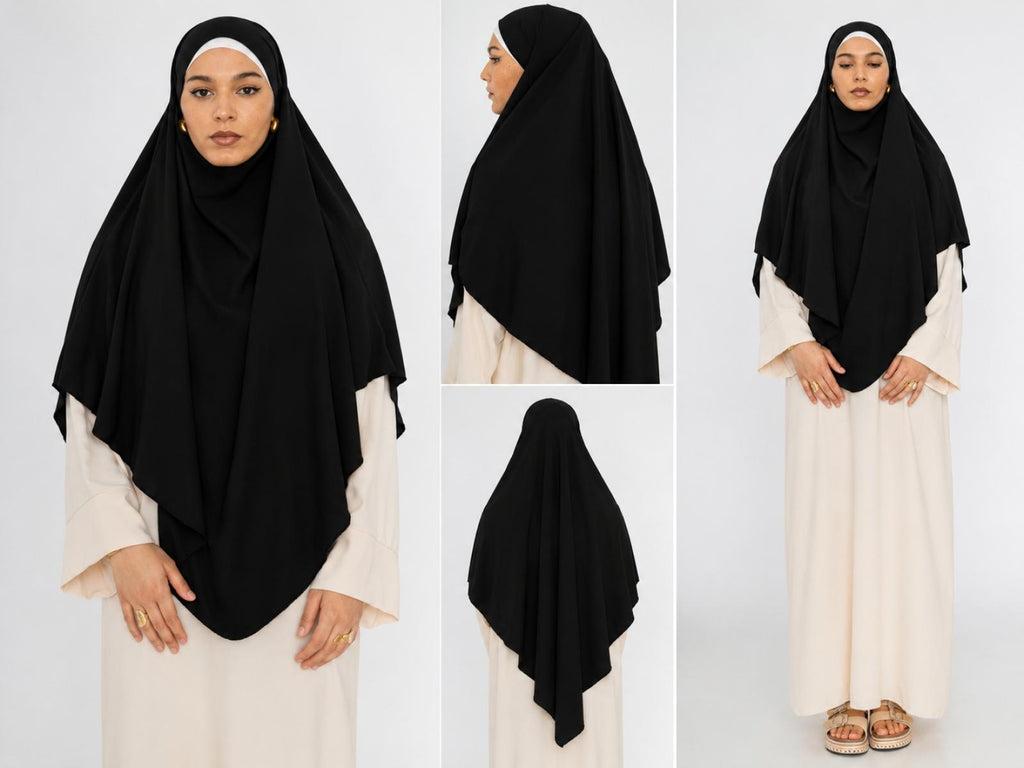 Khimar long noir - vue 3