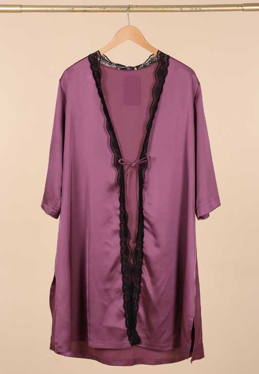 Kimono effet satin du 46-48 au 58-60 PONTA lilas ou bordeaux - Santa Mode