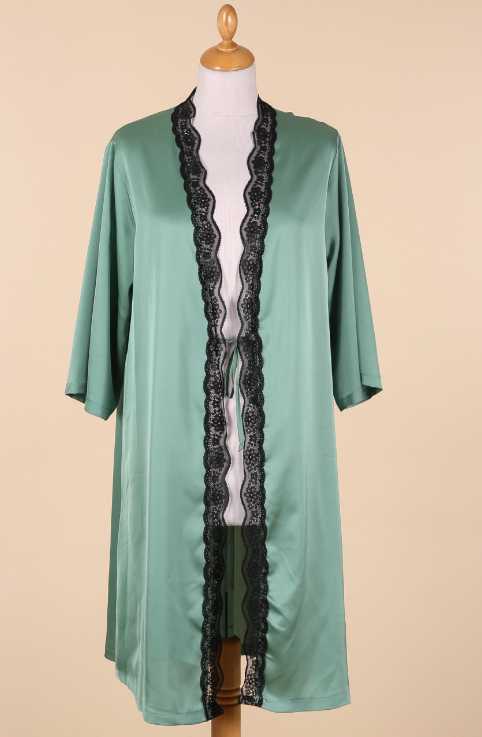 Kimono effet satin du 46-48 au 8-60 PONTA vert - Santa Mode