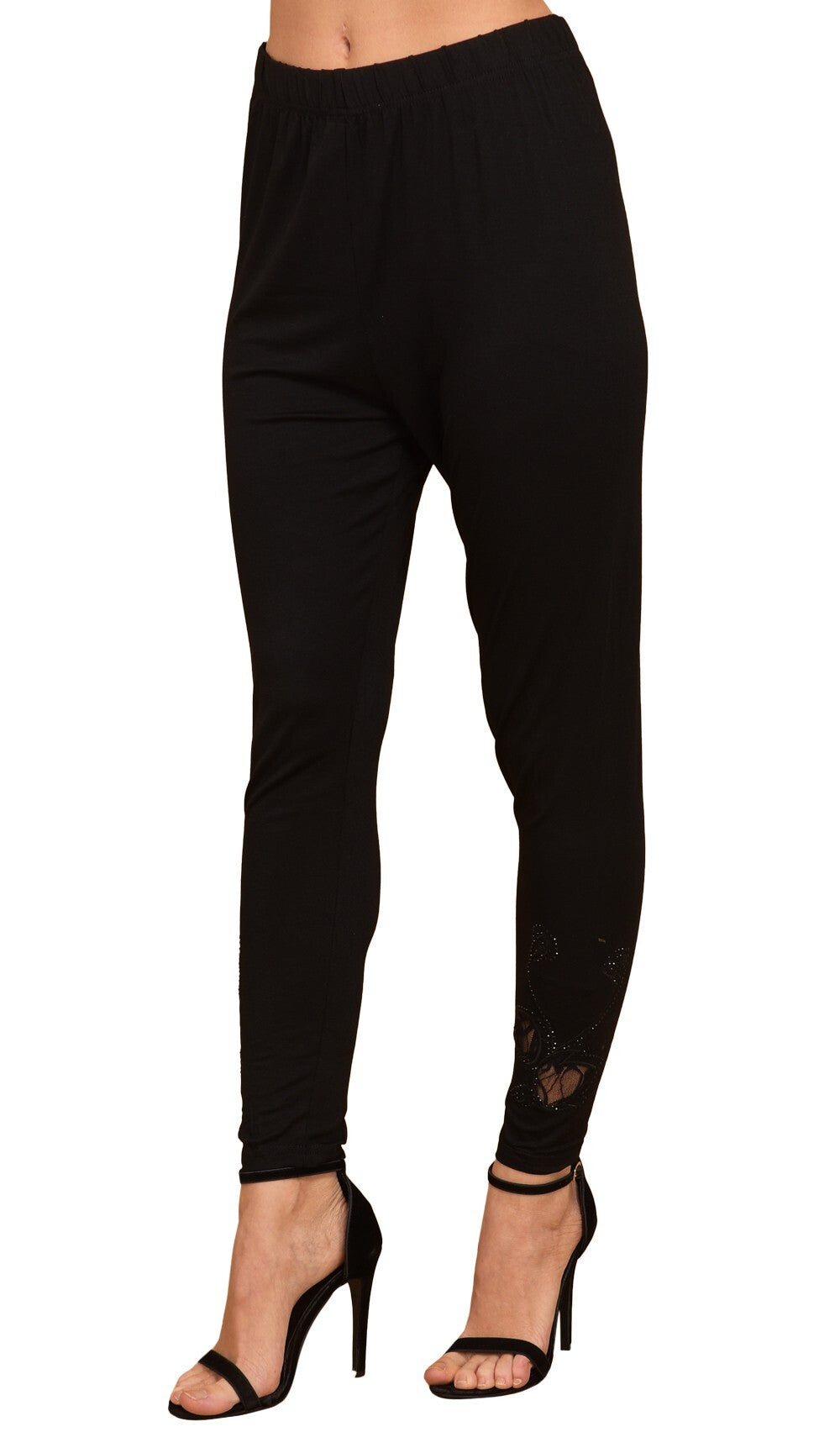 Legging femme grandes tailles dentelle strass Modèle Rimini - vue 3