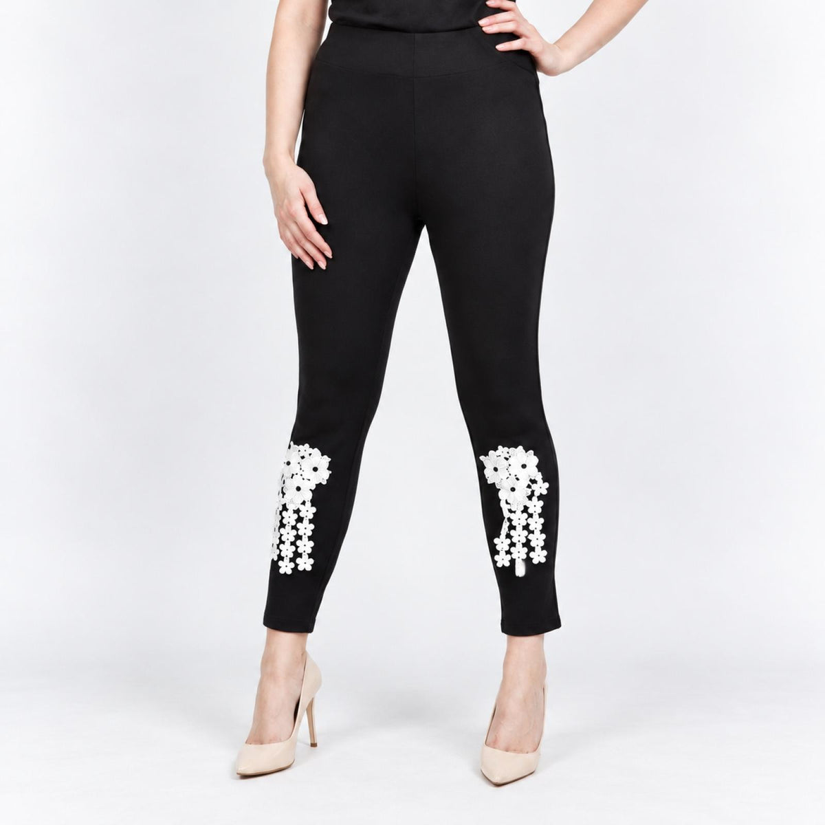 Legging femme grandes tailles fleurs bas Modèle Bologne - vue 2