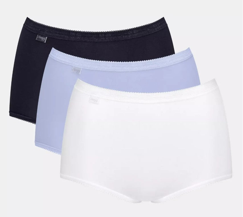 Lot de 3 Culottes Sloggi Basic Maxi T46 au 60 (blanc, gris, noir)