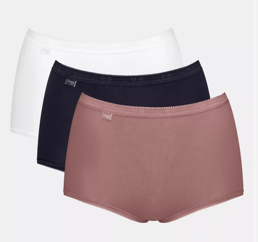 Lot de 3 Culottes Sloggi Basic Maxi T46 au 60 (blanc, noir, marron)
