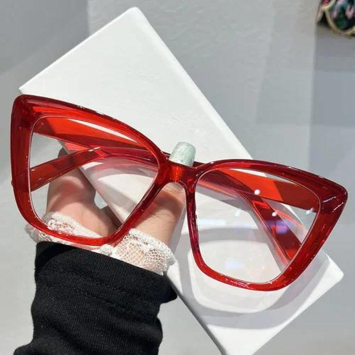 Lunettes à verres transparents monture rouge Eléa