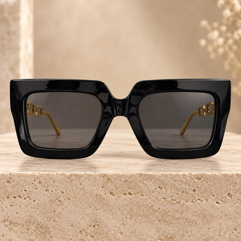 Lunettes Carrées Gold Chain noir - Santa Mode - vue 2