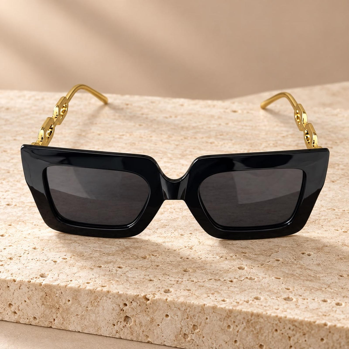 Lunettes Carrées Gold Chain noir - Santa Mode - vue 4