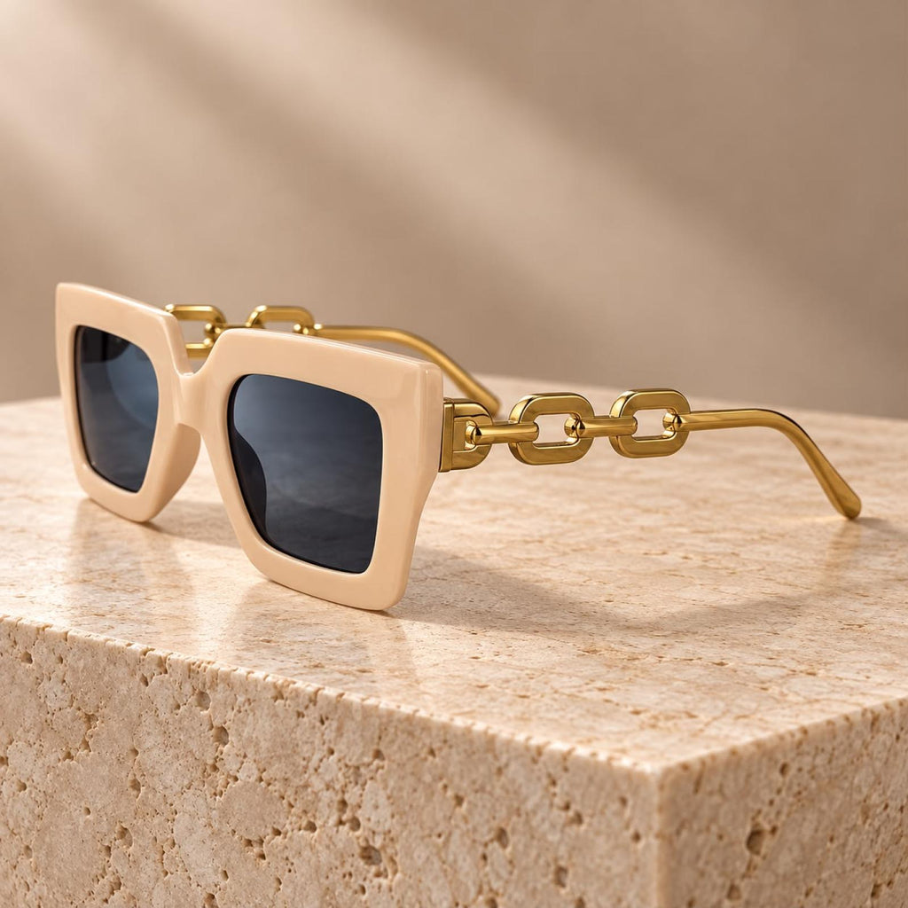 Lunettes Carrées Ivory Gold - Santa Mode