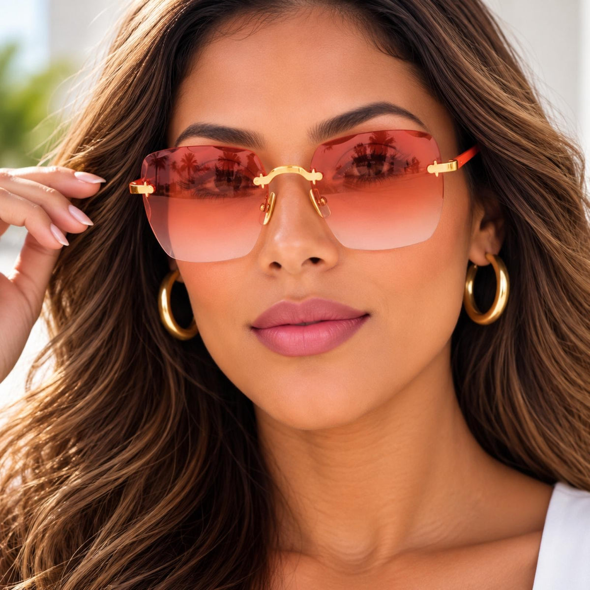 Lunettes de soleil Abi dégradé corail - Santa Mode