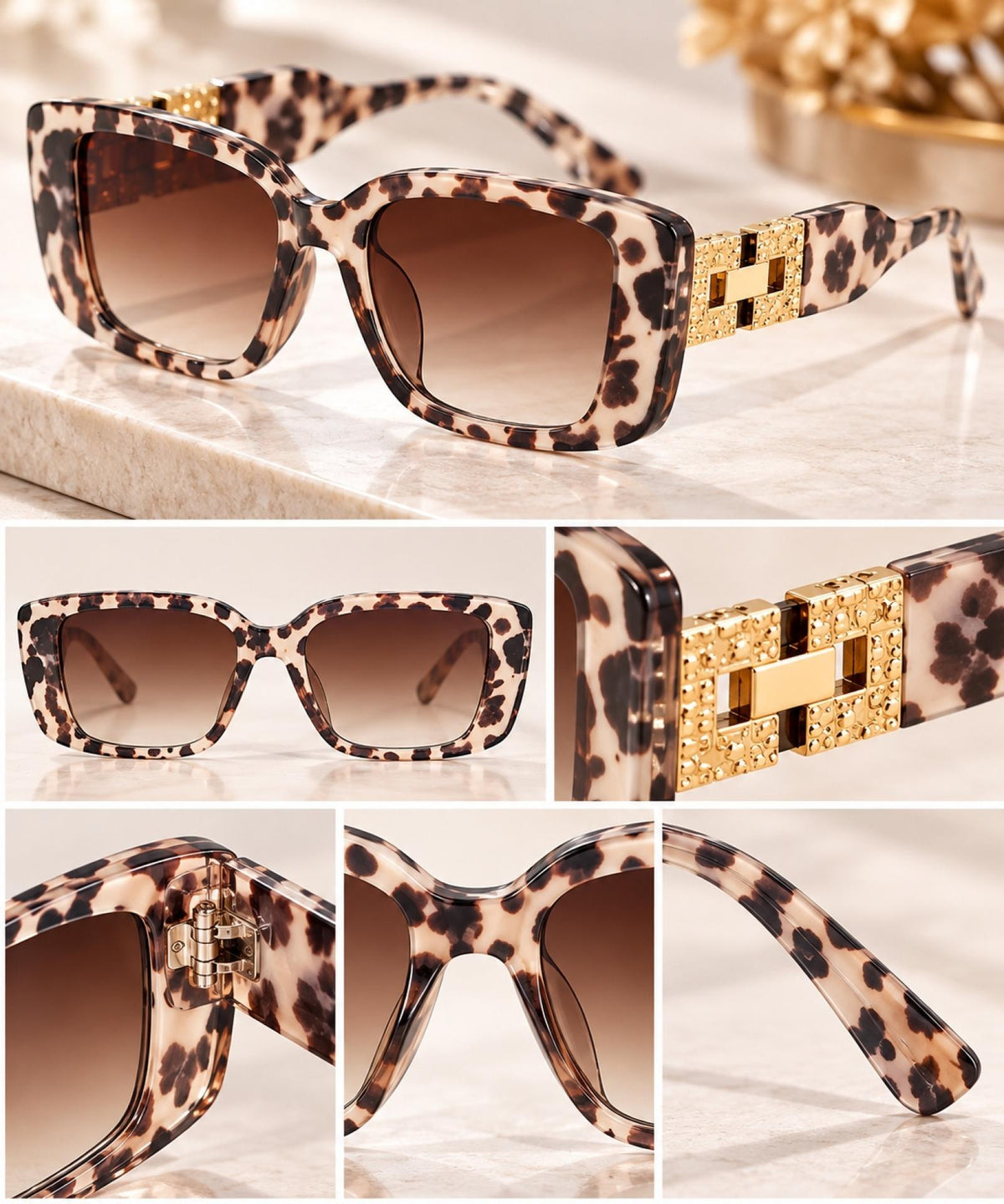 Lunettes de soleil Golden Signature léopard - Santa Mode - vue 3