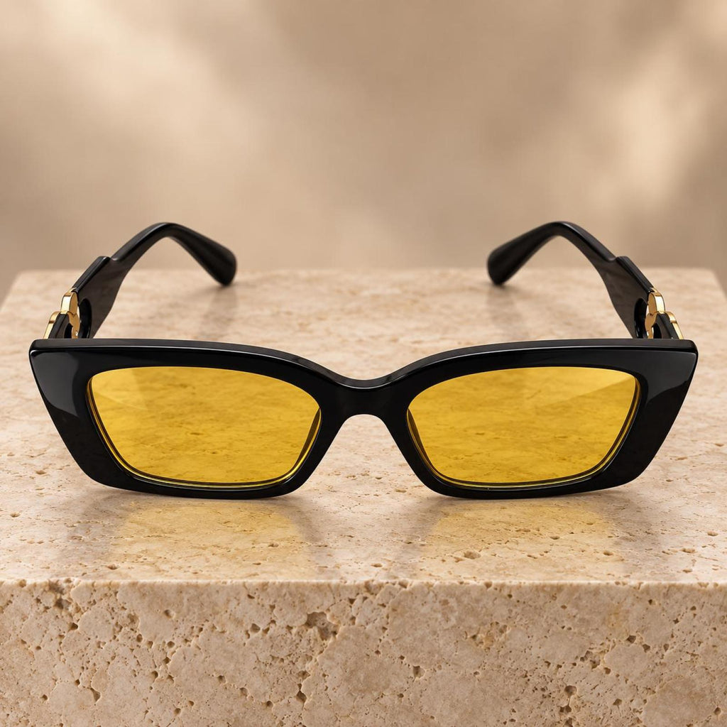 Lunettes Golden Retro jaune - Santa Mode - vue 2