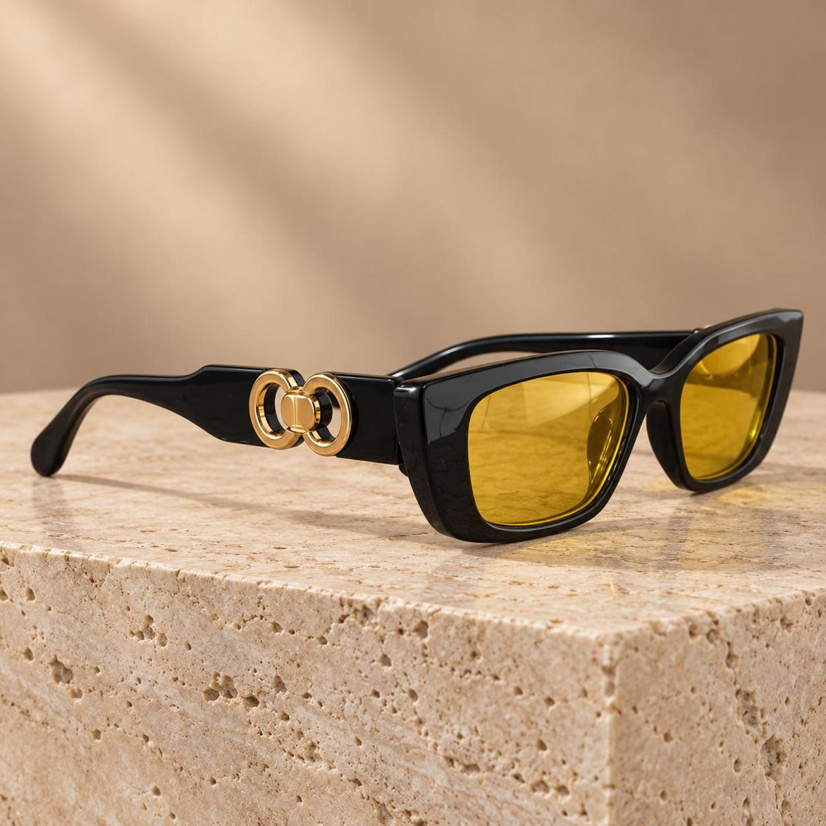 Lunettes Golden Retro jaune - Santa Mode - vue 3
