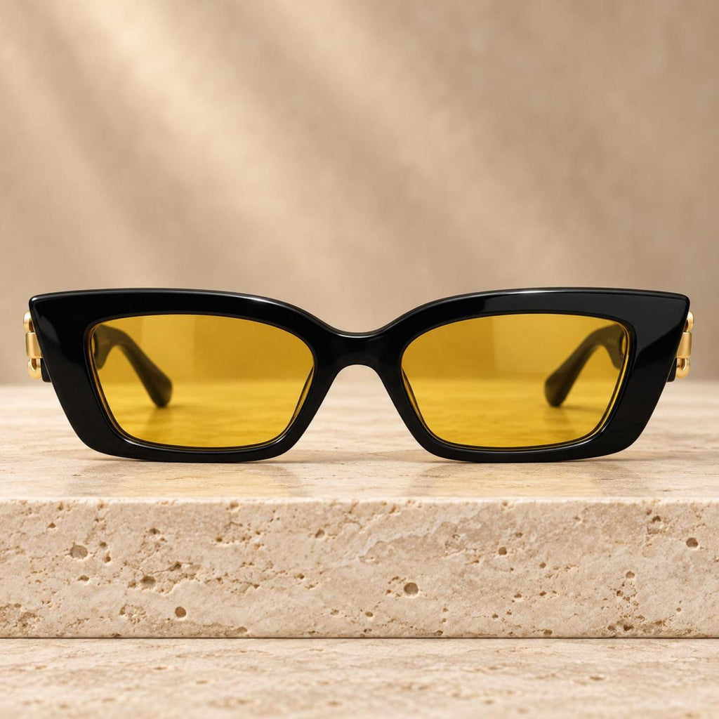 Lunettes Golden Retro jaune - Santa Mode - vue 4