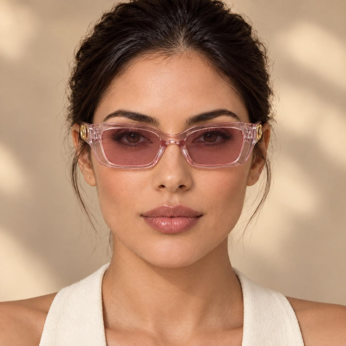 Lunettes Golden Retro rose - Santa Mode - vue 3