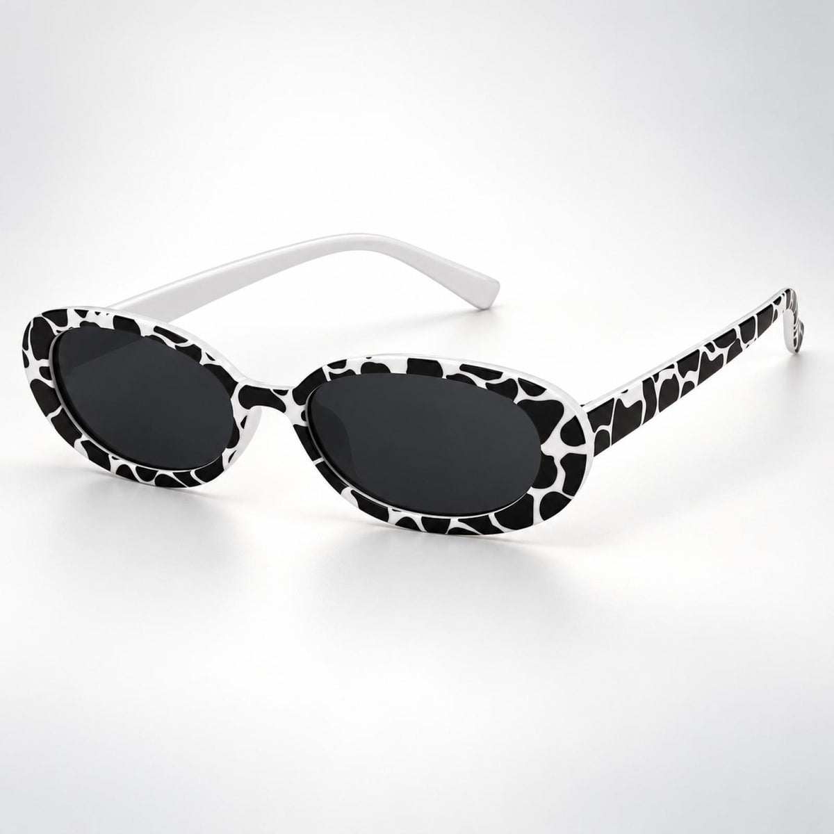 Lunettes solires ovale vintage UV400 Kaïa imprimé noir blanc - vue 4