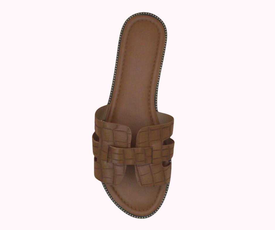 Mules femme grandes pointures effet croco marron Modèle Santos - vue 2