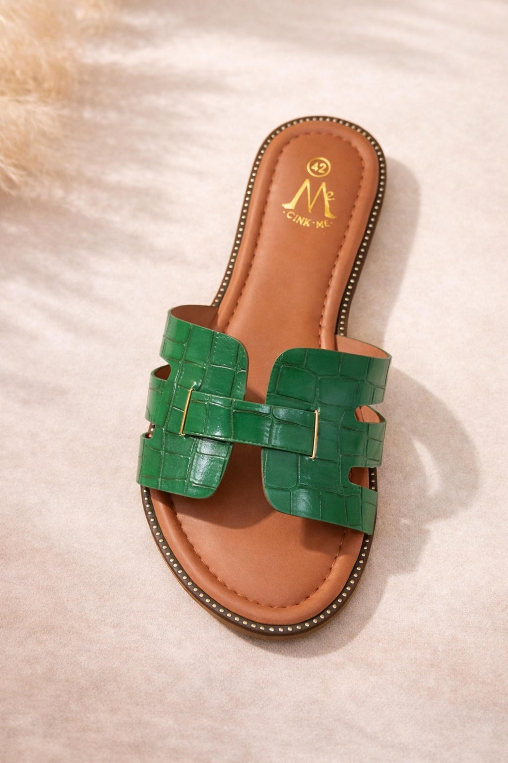 Mules femme grandes pointures effet croco vert Modèle Santos - vue 3