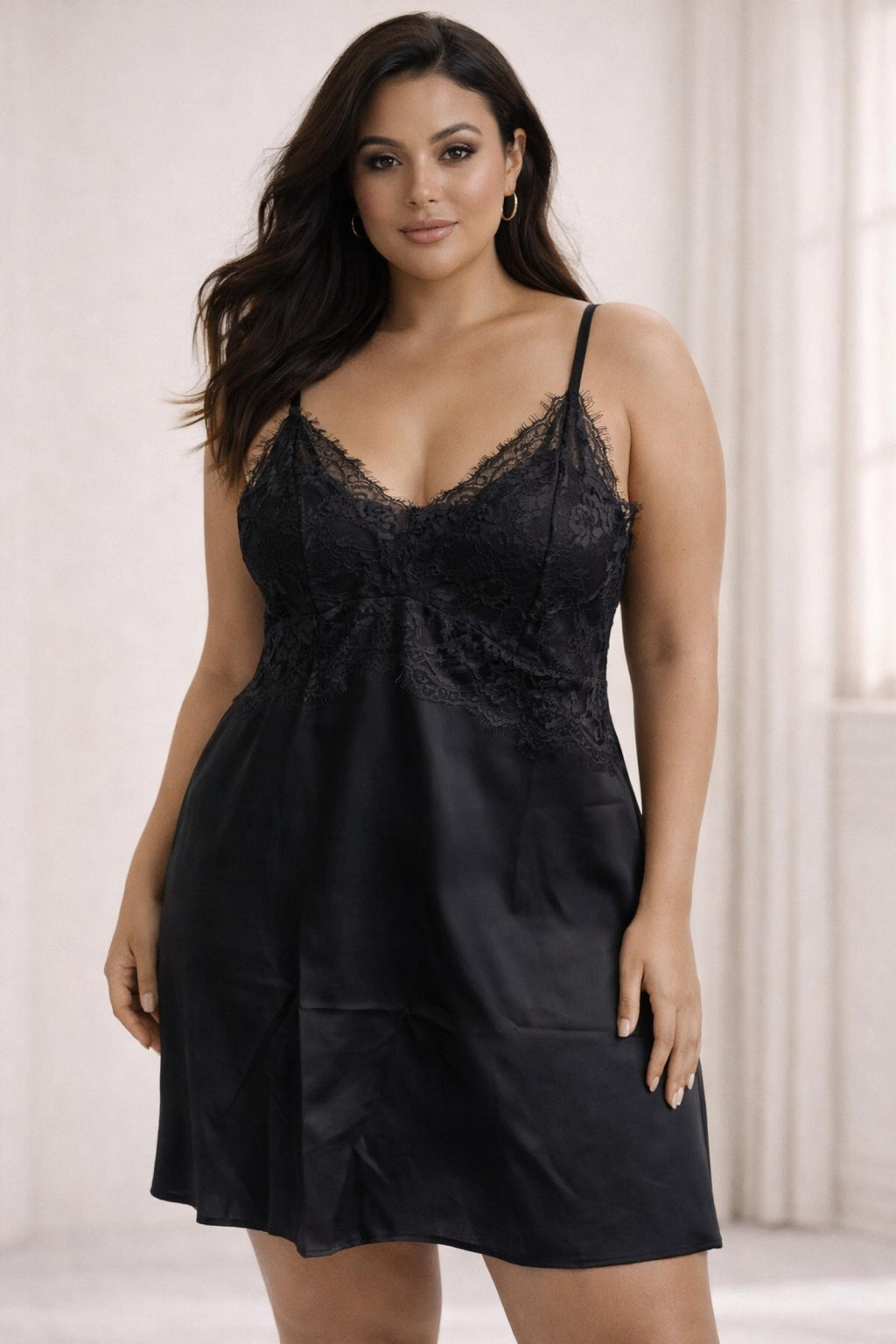 Nuisette dentelle Taille Unique effet satin ALICIA - vue 2