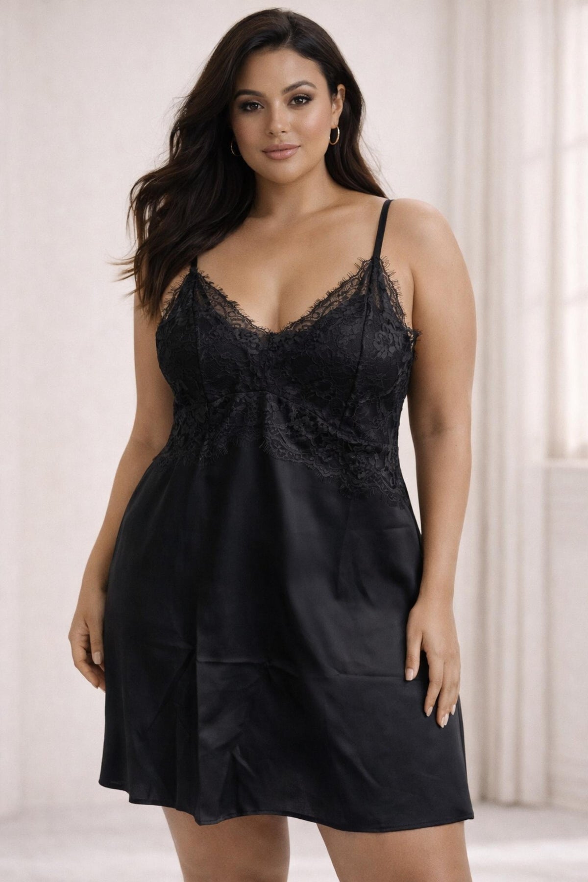 Nuisette dentelle Taille Unique effet satin ALICIA - vue 2