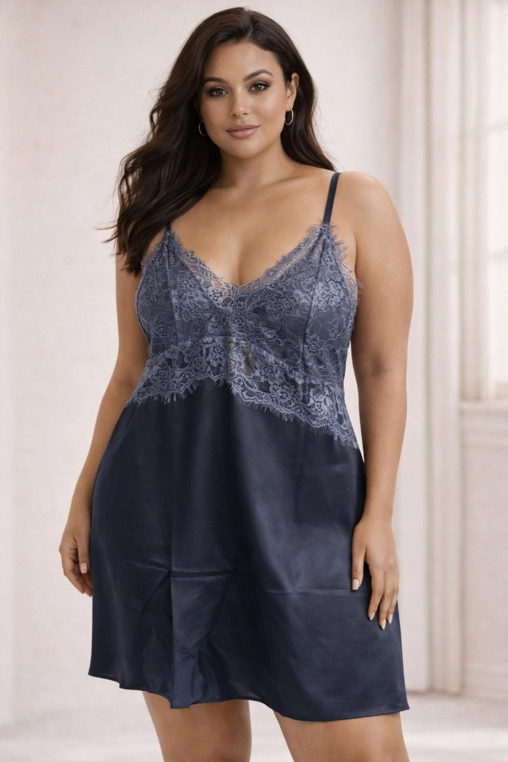Nuisette dentelle Taille Unique effet satin ALICIA - vue 3