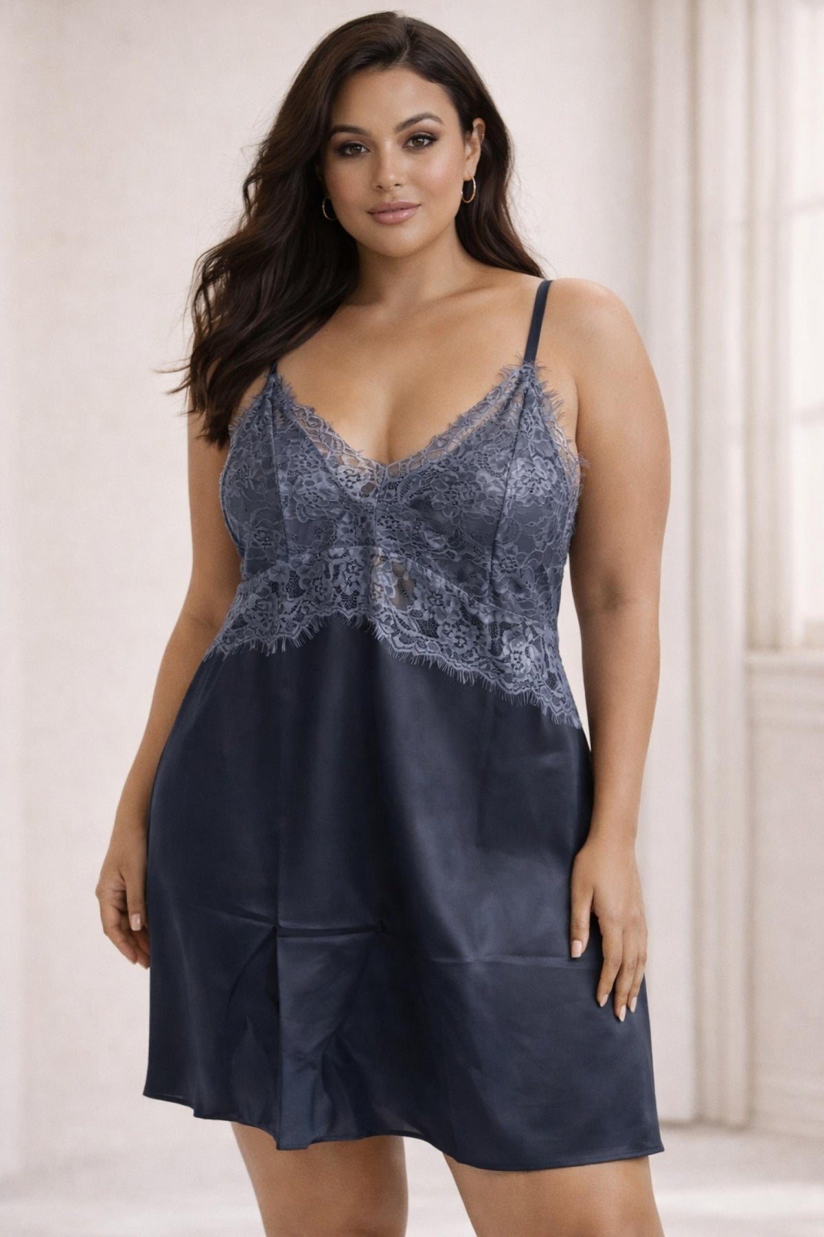 Nuisette dentelle Taille Unique effet satin ALICIA - vue 3