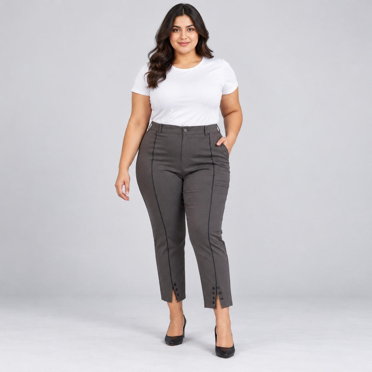 Pantacourt femme ajusté coutures verticales Modèle Célia
