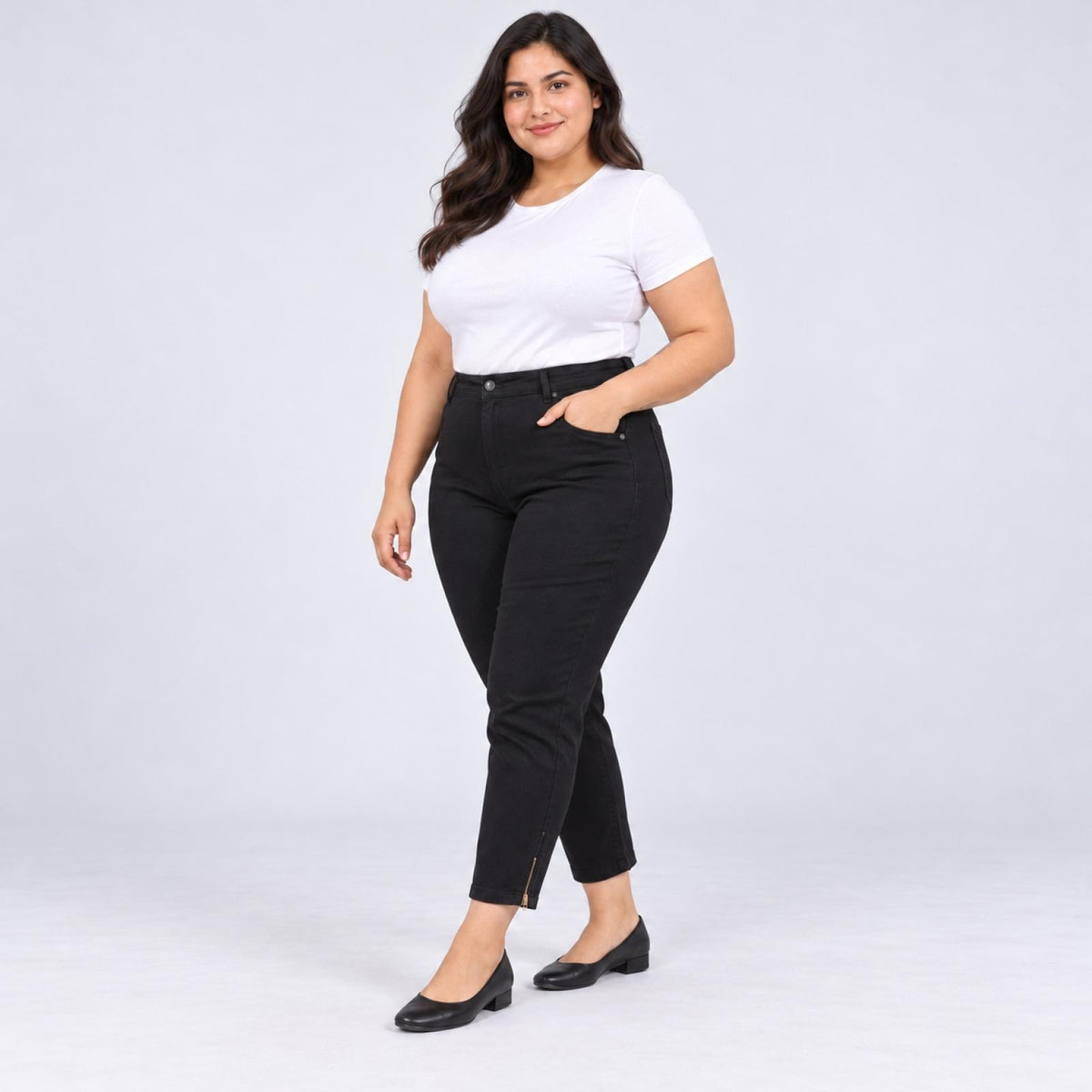 Pantacourt femme ajusté fentes zippées Modèle Lina - vue 4