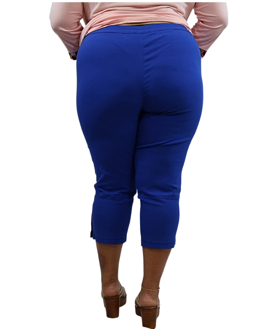 Pantacourt femme bleu roi boutons Modèle Marie - vue 3