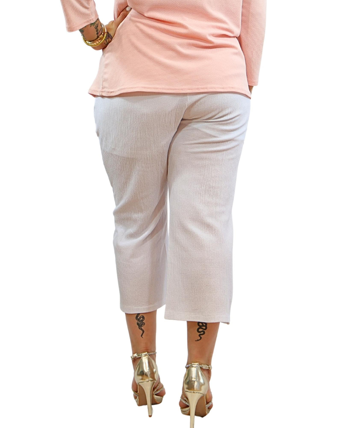 Pantacourt femme fluide blanc Modèle Taliah - vue 3
